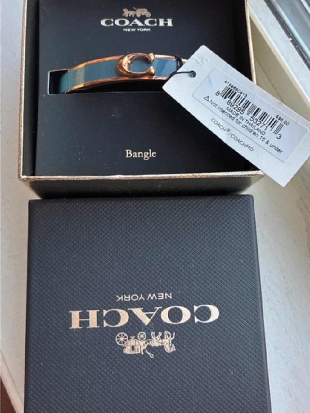 COACH Men's Blue Enamel C-Accent Bangle Bracelet